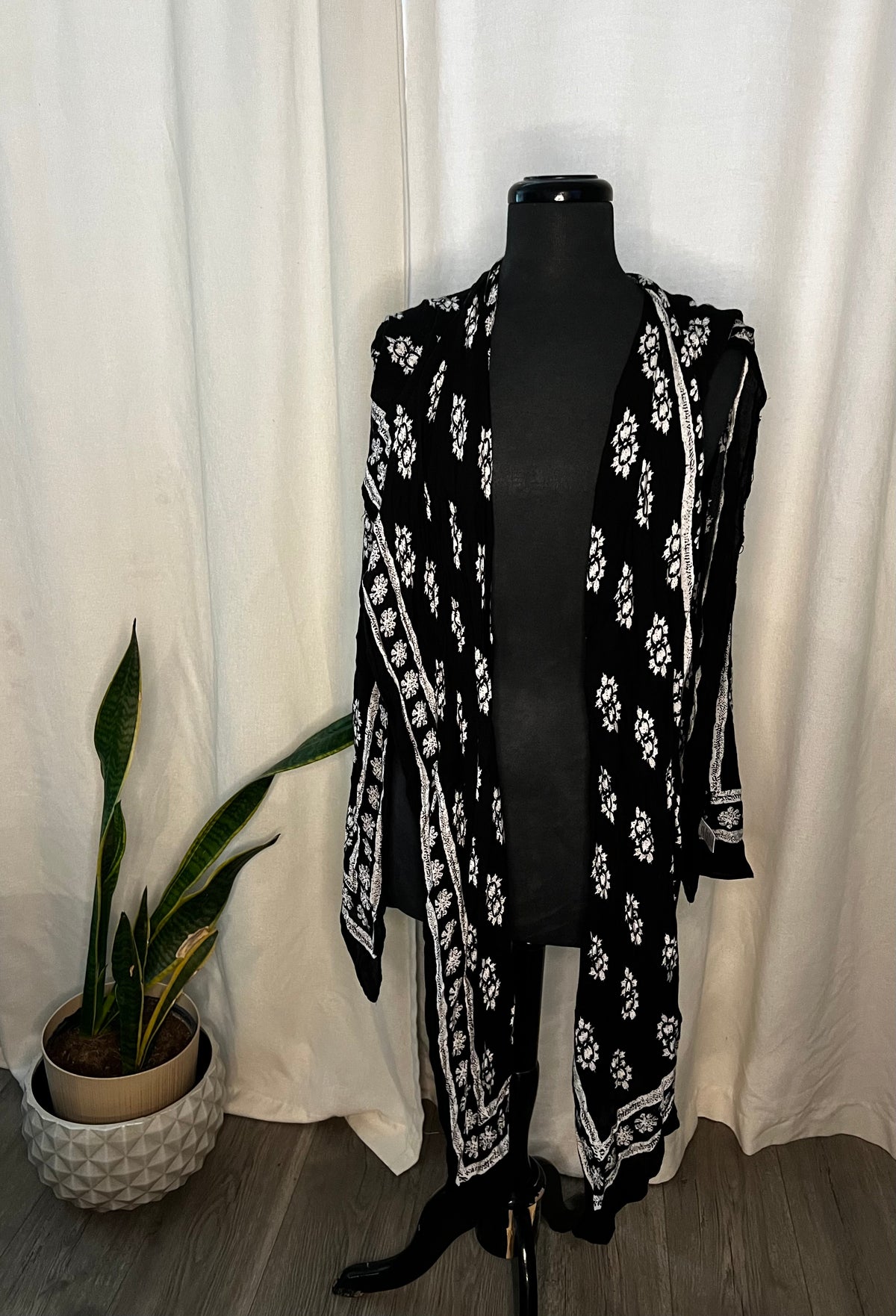 Black Flower Kimono